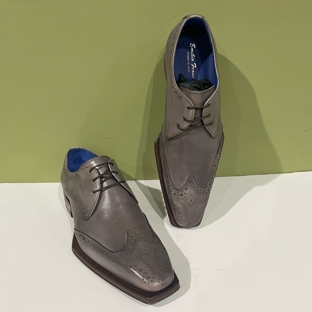 Emilio Franco shoes dressy gray leather calf wing tip